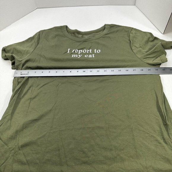 Zoe And Liv Women's Size XXL I Report To My Cat Short Sleeve Tee Shirt Green New - Picture 8 of 11